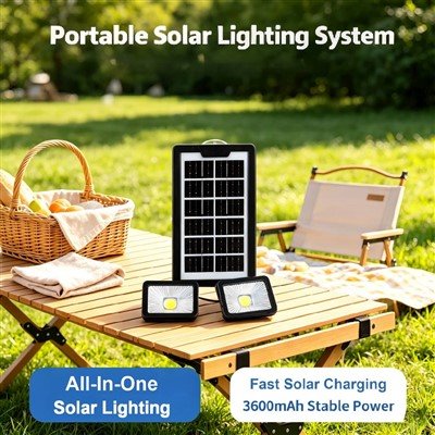 3600mAh Solar Panel Power Station Kit 4W Mini Square Lights Type-C USB-lader Outdoor Camping Light System